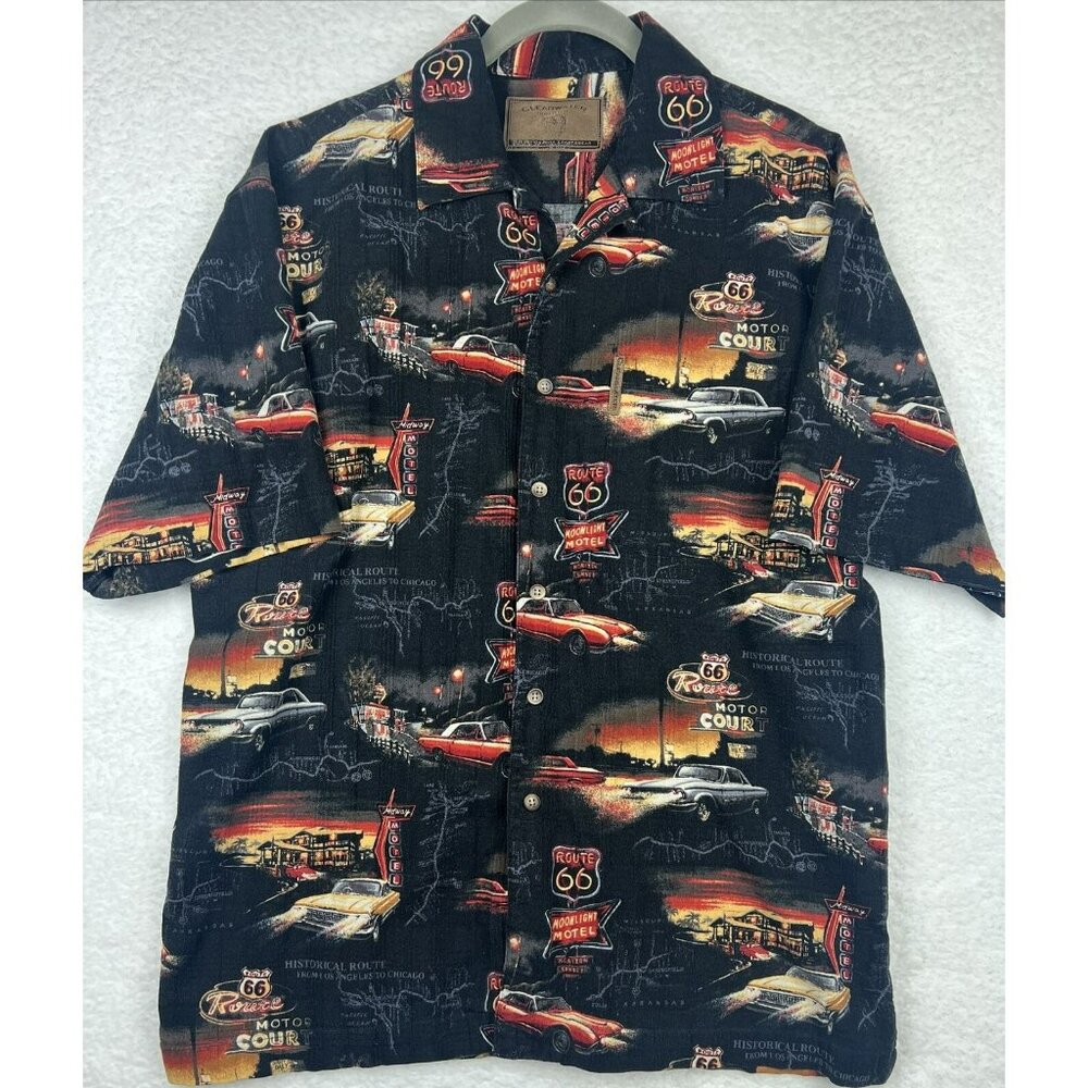Clearwater Outfitters Mens Shirt Medium Classic‎ Cars Cotton Rayon Short Sleeve
